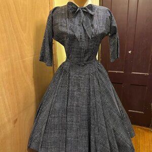 Vintage 1950s "I Love Lucy Dress" in Blue and White checks by NAVARRE JR.